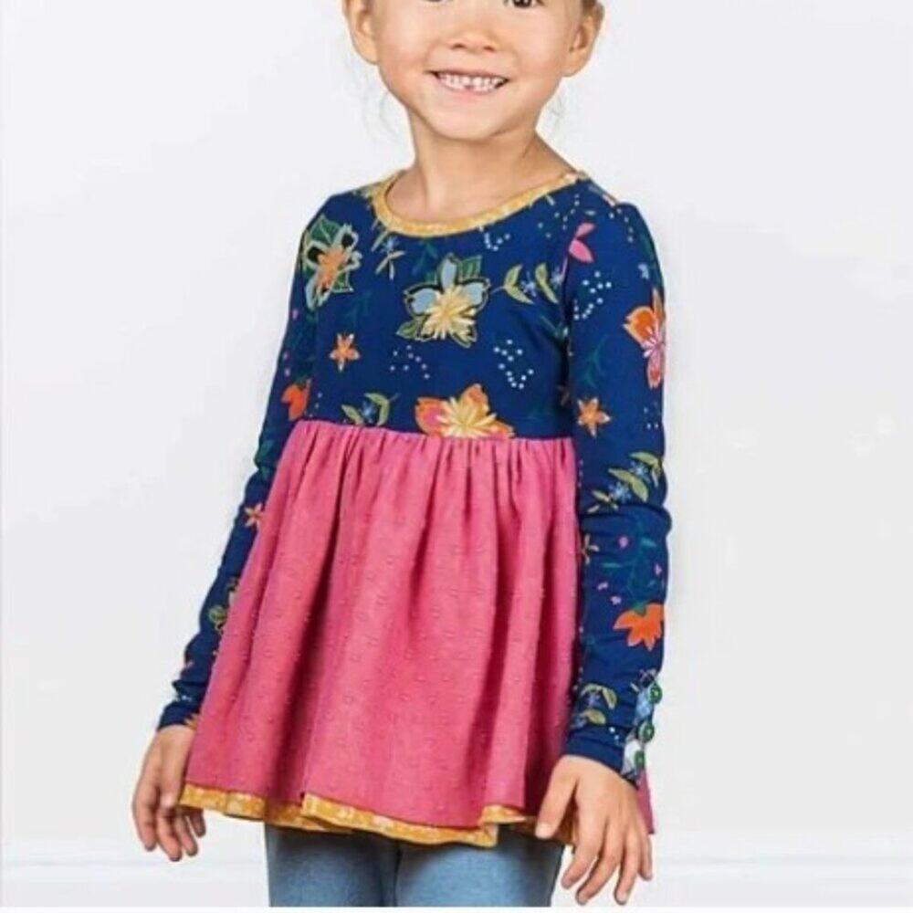 Matilda Jane Brand Girl's size 12 Pink & Blue Floral Quiet Contemplation Top